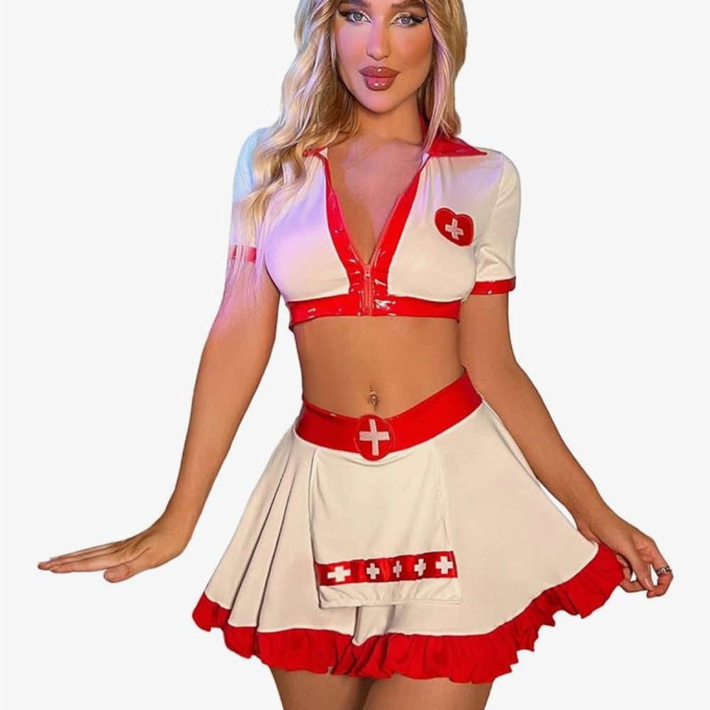 Red and White Nurse Costume